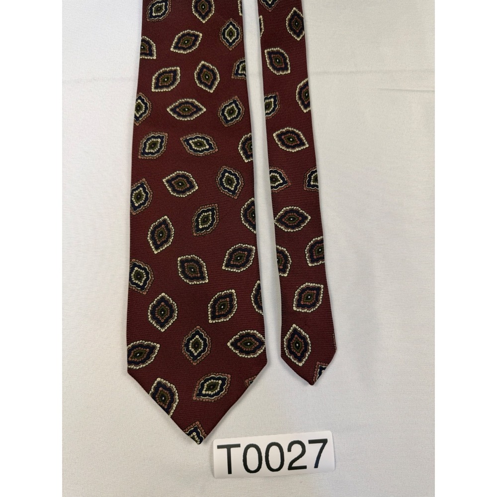 Robert Talbott Carmel Valley Silk Tie Burgundy Medallion Geometric Hand Sewn USA